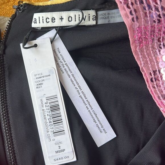 Alice + Olivia Blaze Multicolor Sequinned Blouson Sleeve Mini Dress size… - Picture 4 of 6